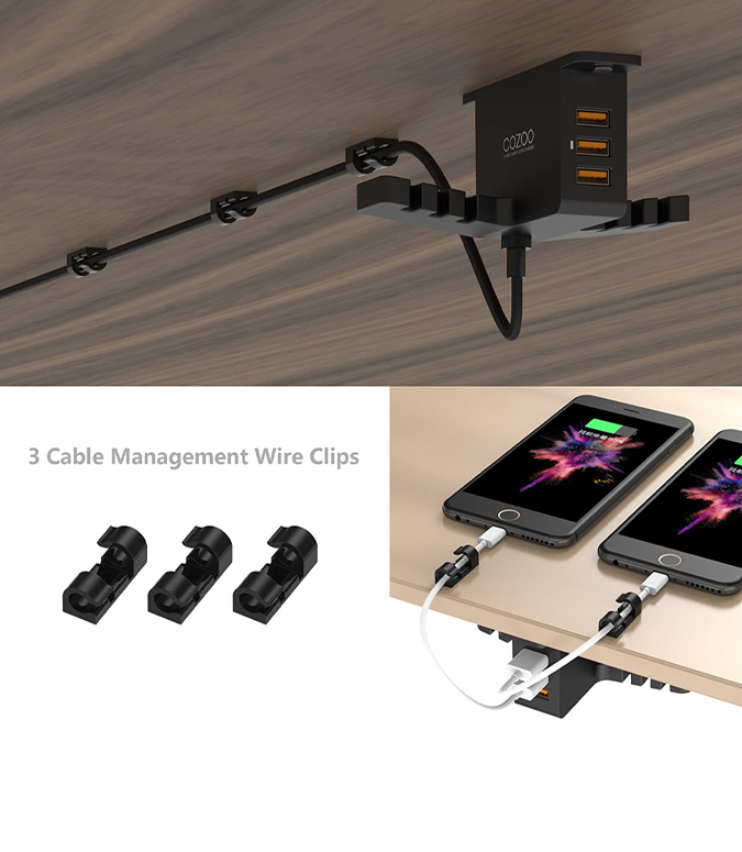 Soporte para auriculares con USB Soporte para auriculares con cargador USB.
