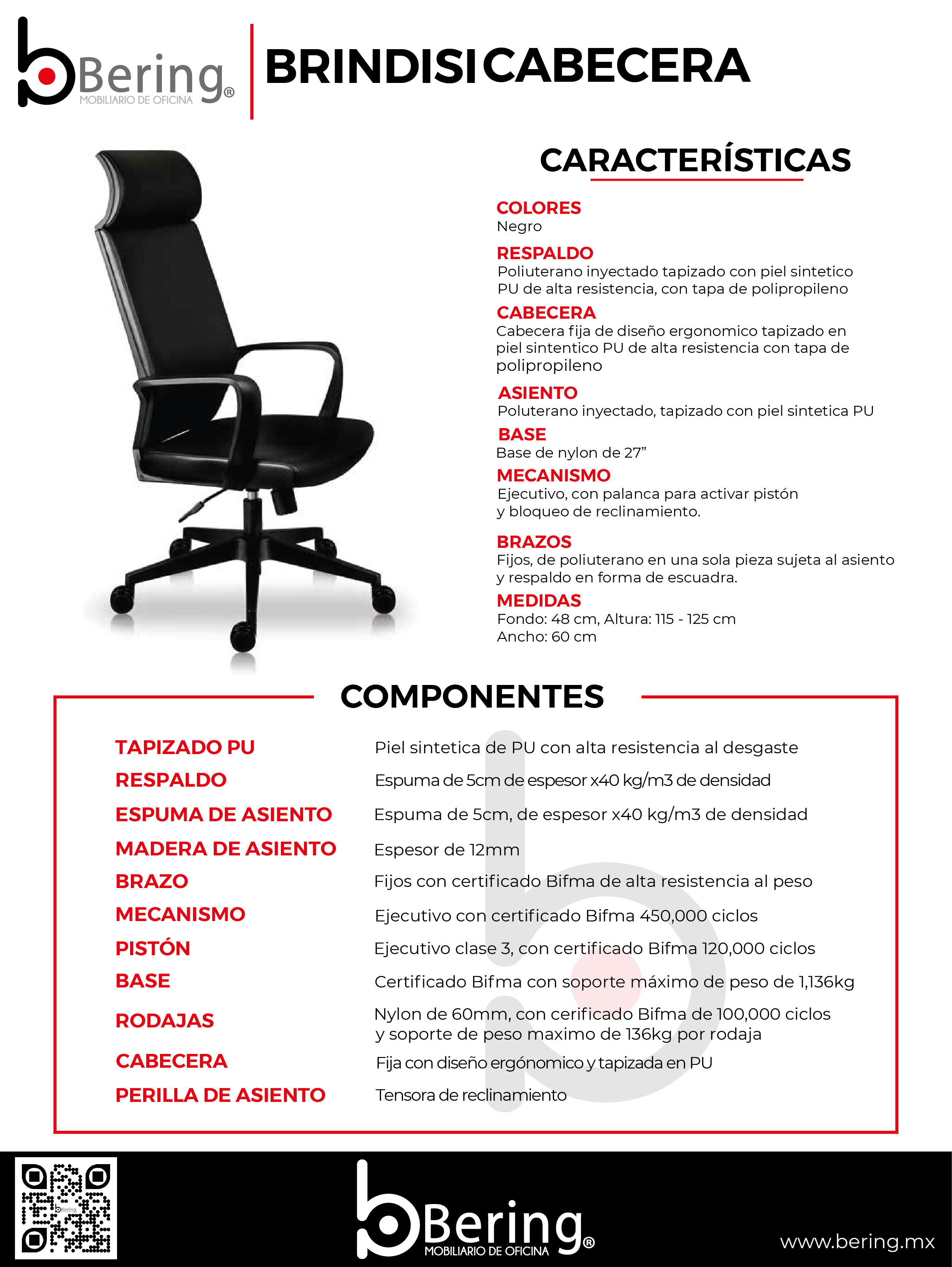 Sillas para Ejecutivos Brindisi con Cabecera