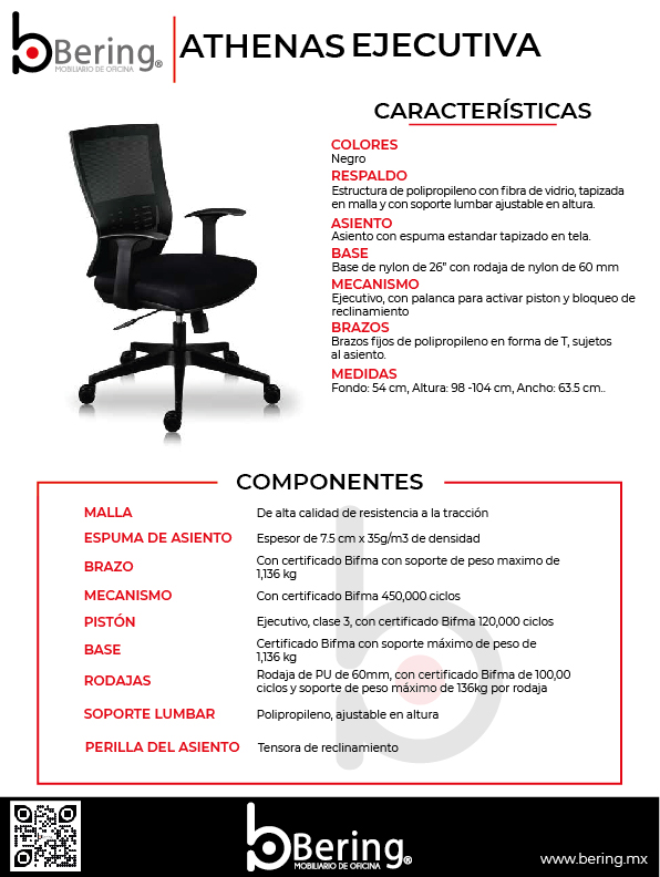 Sillas ergonómicas para oficina athenas
