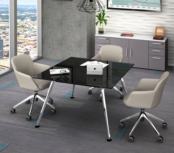 Mesa de Juntas Z Chrome - Z Cosmo Vidrio Cuadrada