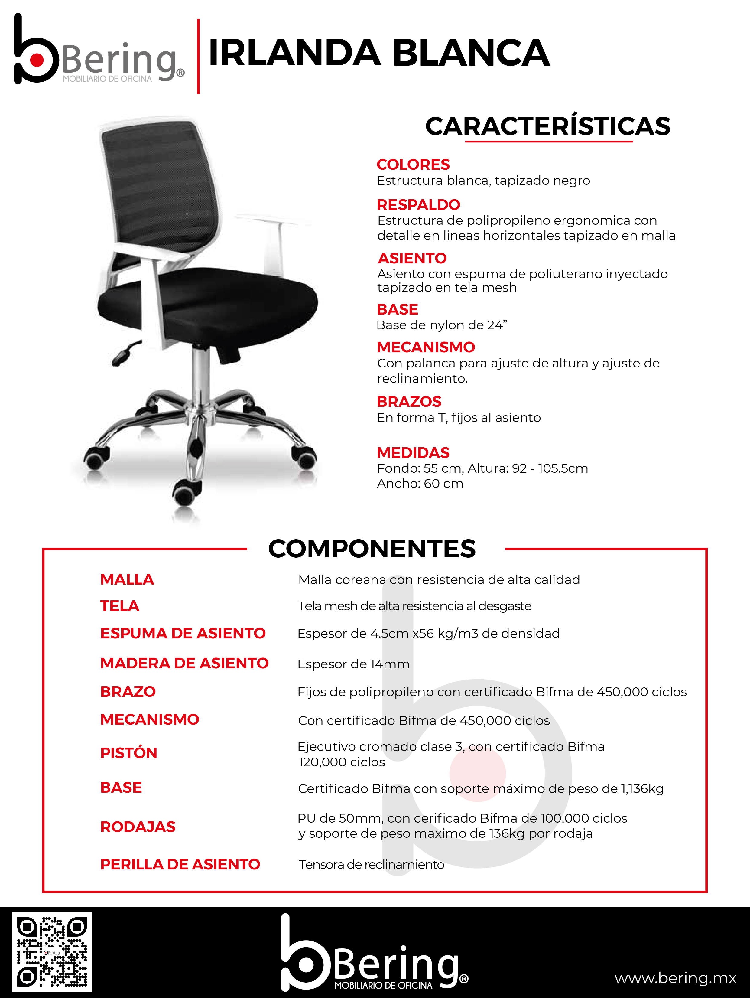 Sillas Ergonomicas para Oficina Irlanda Blanca